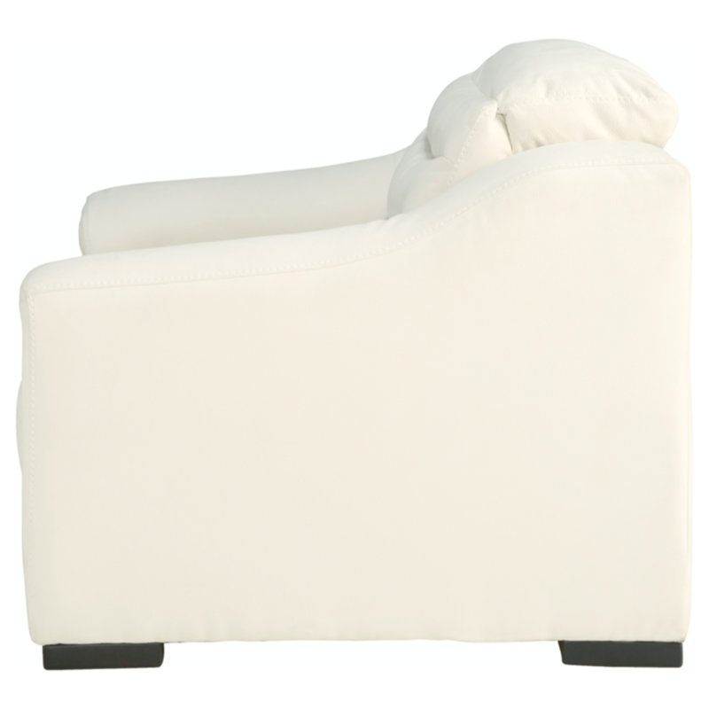 White Faux Leather Contemporary Recliner with Adjustable Headrest