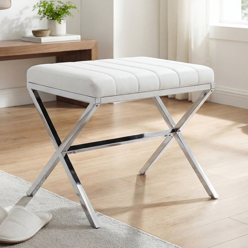 Armgard Metal Accent Stool, White