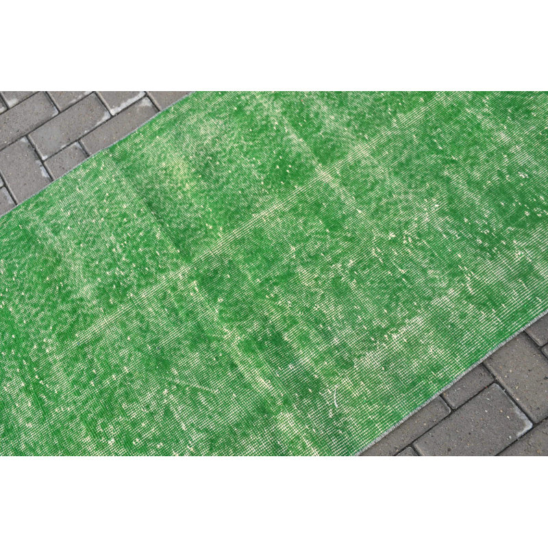 Tapis turc rétro vintage vert idéal pour la décoration de bureau ou de chambre à coucher avec une esthétique bohémienne