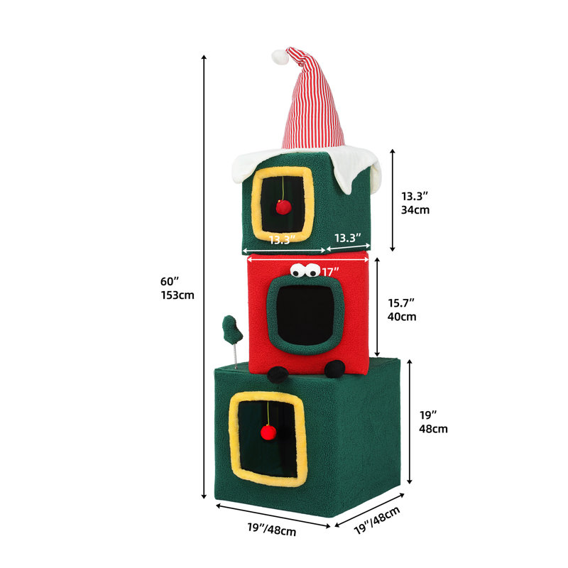 60" Christmas-Themed Cat Tree