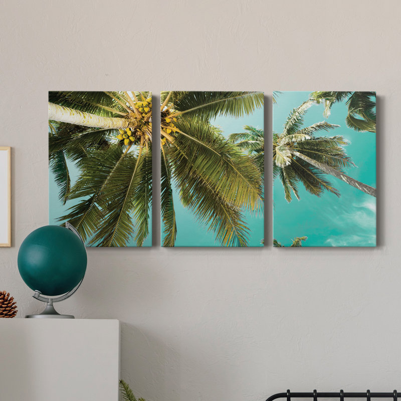Palms Up - Toile tendue avec châssis de qualité supérieure - Prêt à être accroché, H 36 po x l 72 po x P 1 po