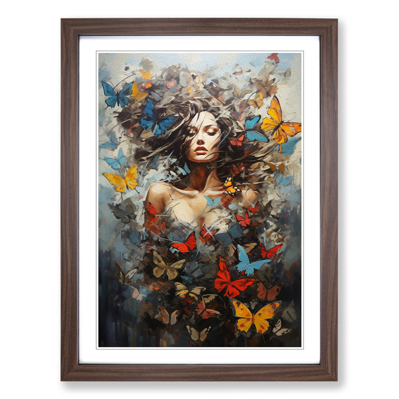 Butterfly Contemporary No.2 - Framed Print, Walnut Framed, 34cm H x 25cm W x 2cm D
