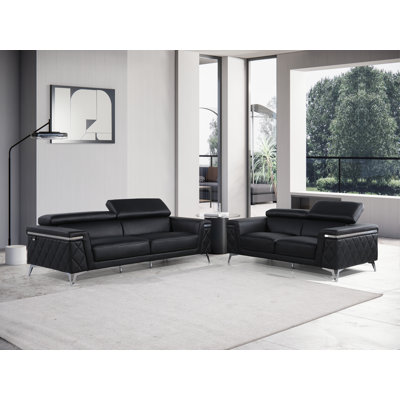 2 - Piece Top Grain Italian Leather Living Room Set -  Orren Ellis, 255DC7140CD545508BE5545627C8E707