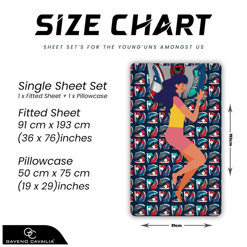 Kids Pattern Print Fitted Sheet Set Polycotton Bedding with Pillowcase Elasticated Edges Secure Fit Soft Breathable Easy Care Durable