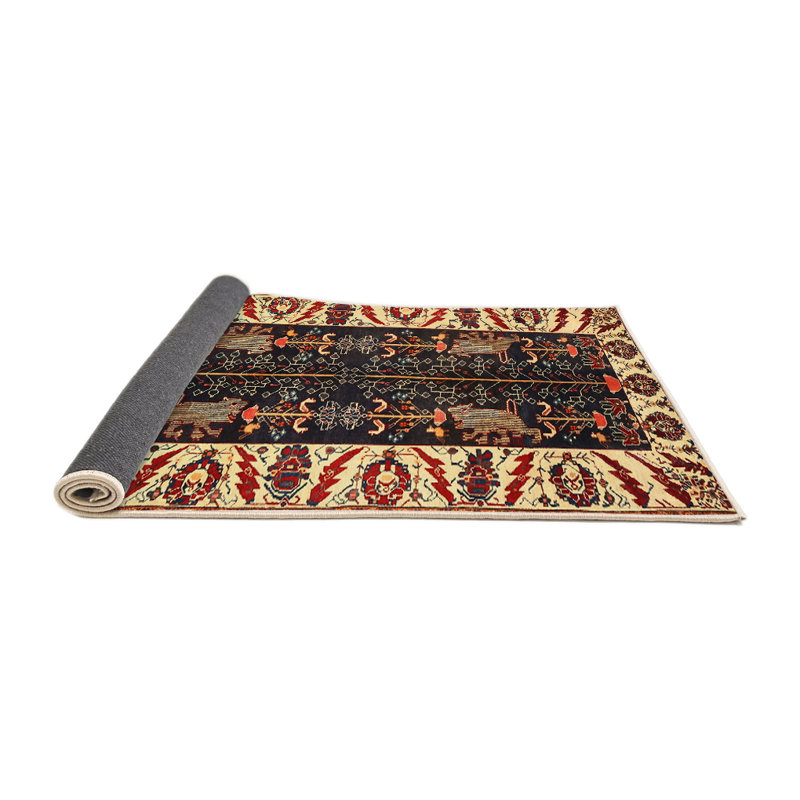 Tapis traditionnel noir / chêne, Rond 4 pi