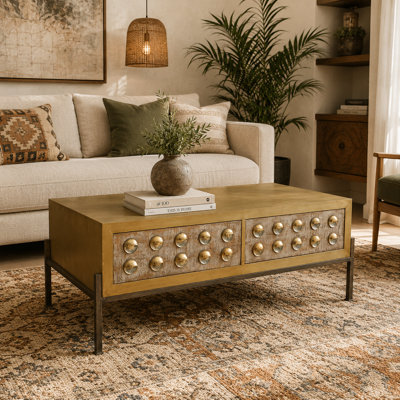 Table basse en métal avec rangement, 48 x 28 x 18