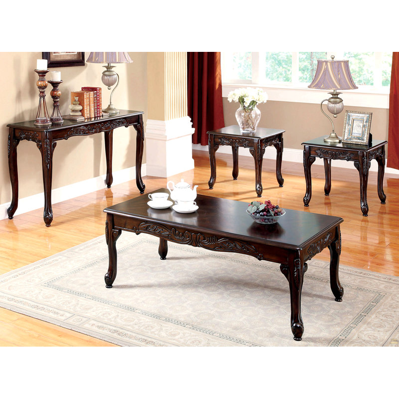 Table basse 3 pièces Pieds cabriole 1 table basse 2 tables de bout