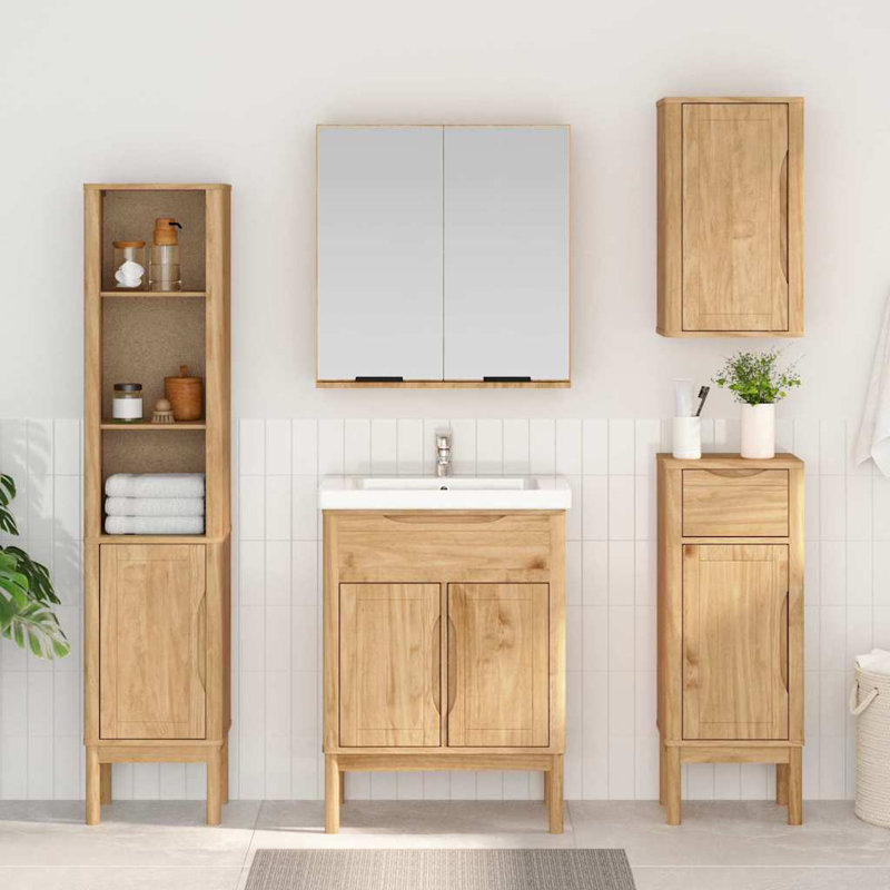 Solid Wood Bathroom Cabinet, Brown