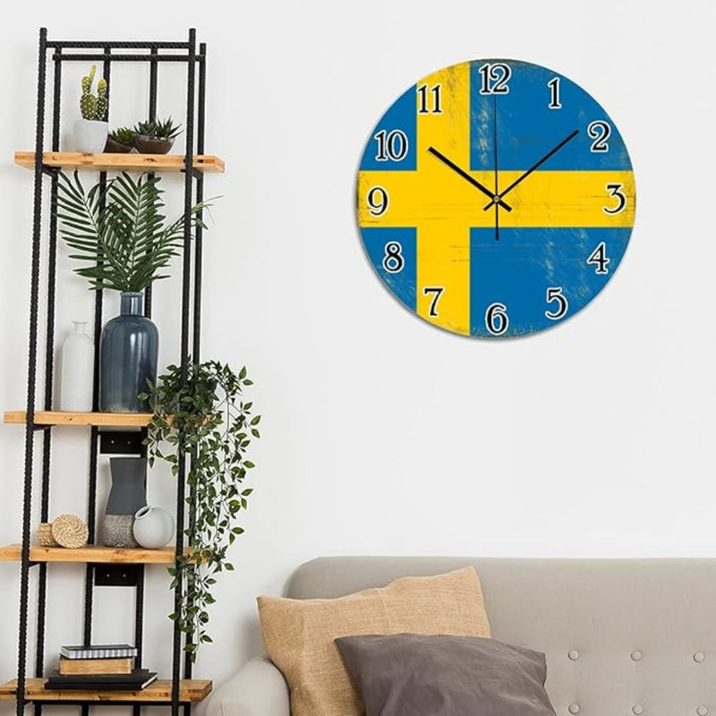 Drapeau de la Suède horloge ronde pour souvenirs de campagne de Suède