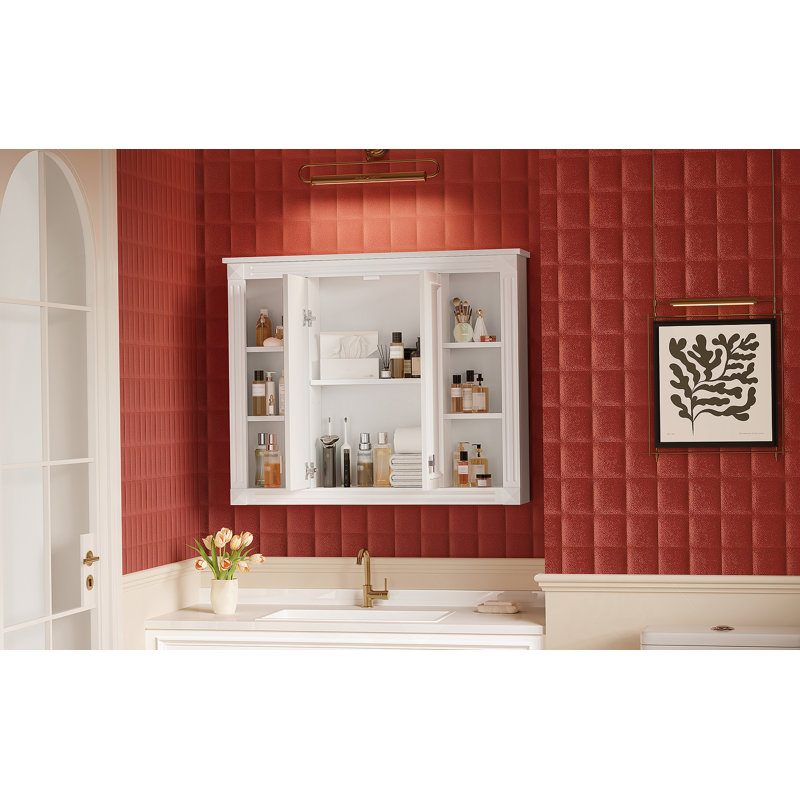Armoire de rangement pour salle de bain avec 1 tablette réglable, armoire murale avec charnières à fermeture douce