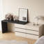 Coiffeuse 114,56 pouces avec table de maquillage extensible avec 6 tiroirs et grande armoire de rangement pour le bureau à domicile