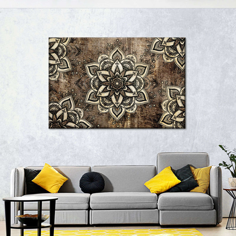 Impression sur toile Floral Mandalas géométriques, H 8 po x l 12 po x P 1 po