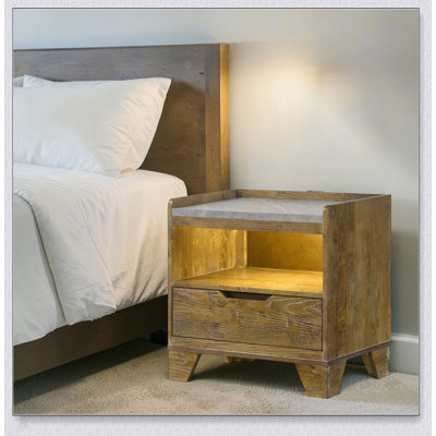 Table de chevet Garcia brun clair Aspen avec DEL et USB