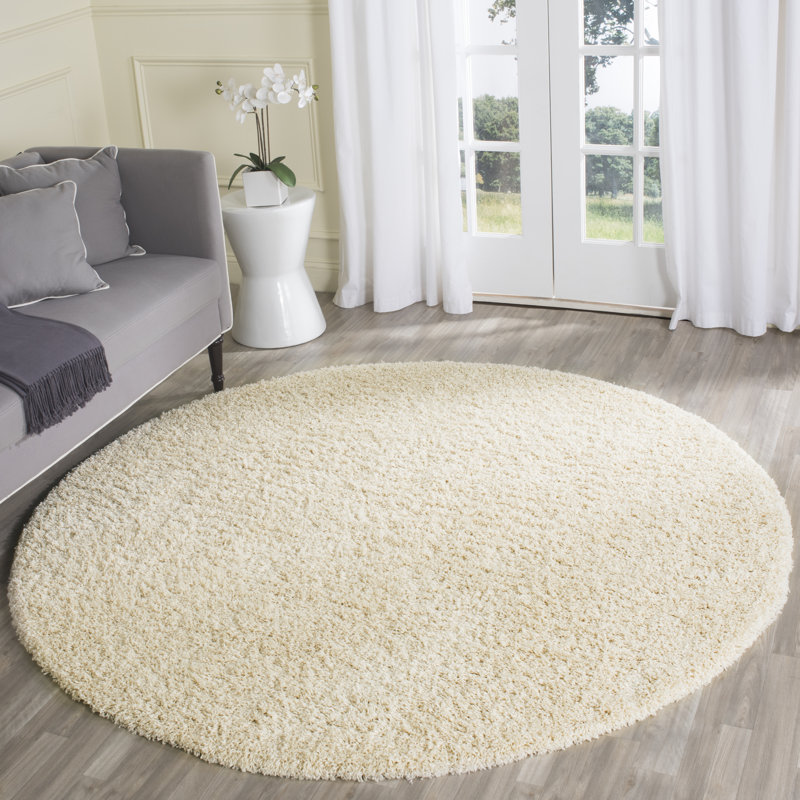 Rizco Shag Performance Solid Color Rug, Round 6'7"