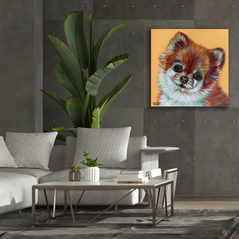 «Colorful Pomeranian» par Carolee Vitaletti, art mural sur toile, H 37 po x l 37 po x P 1,5 po