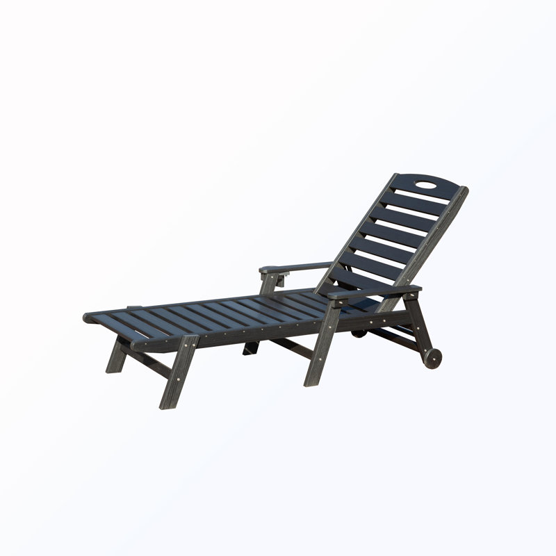 Chaise longue de patio avec dossier inclinable, Black