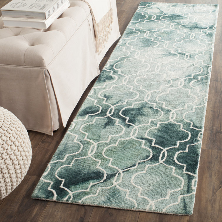 Berman Hand Tufted Wool/Cotton Geometric Rug in Sage Green/Ivory