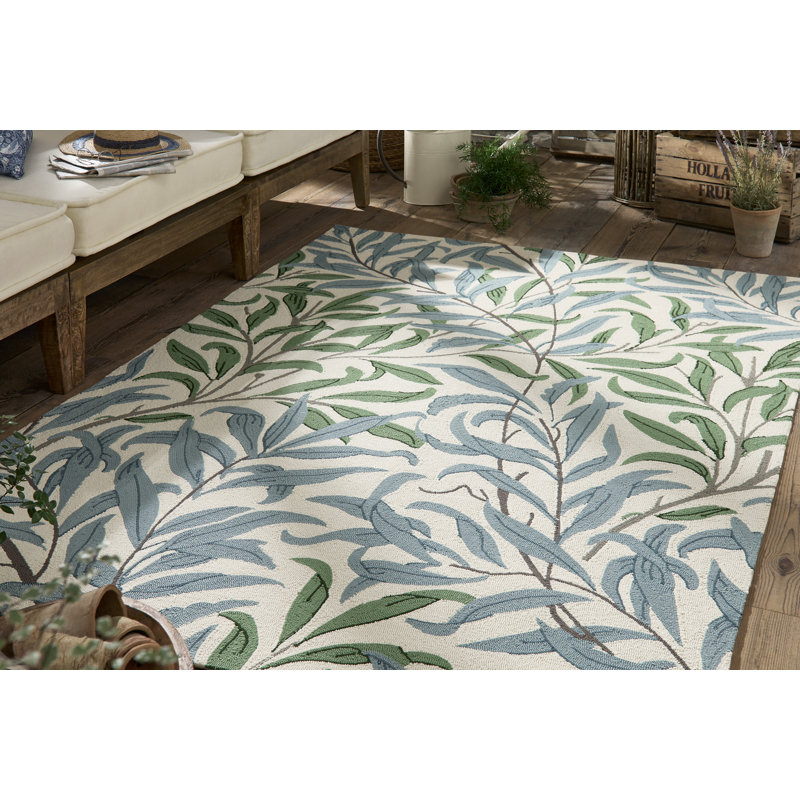 Floral Area Rug in Green, Rectangle  6'7'' x 9'2''