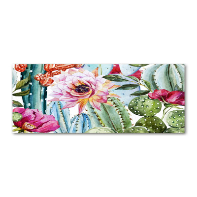 Cactuses And Flowers - Wrapped Canvas Print