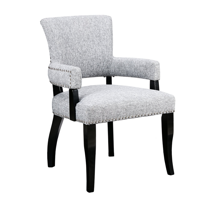 Fauteuil avec accoudoirs pour améliorer l'ambiance de la salle à manger, fauteuil à clous, fascinant, Gris, Noir