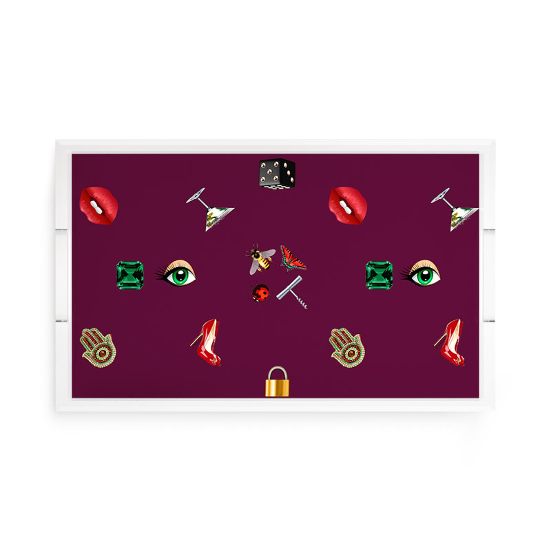 Precise Edge Acrylic Rectangle Decorative Tray, 12.5"W x 7.75"D x 2"H, Eggplant