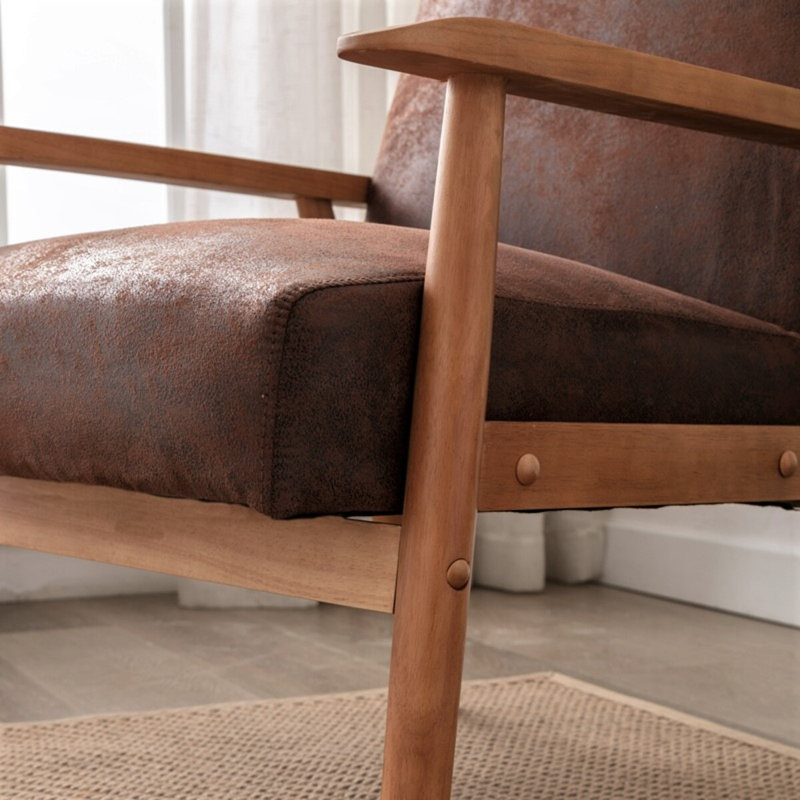 Beachwood Upholstered Armchair, Brown Microfiber