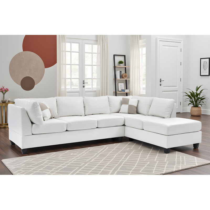 Canapé modulaire Belize, Simili cuir blanc