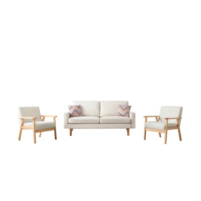 Canapé en lin gris de 70 po Bahamas et 2 chaises avec 2 coussins décoratifs