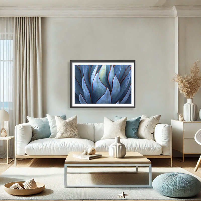Nature Inspired Blue Agave Abstract by  - Picture Frame Graphic Art on Paper, 24" H x 36" W