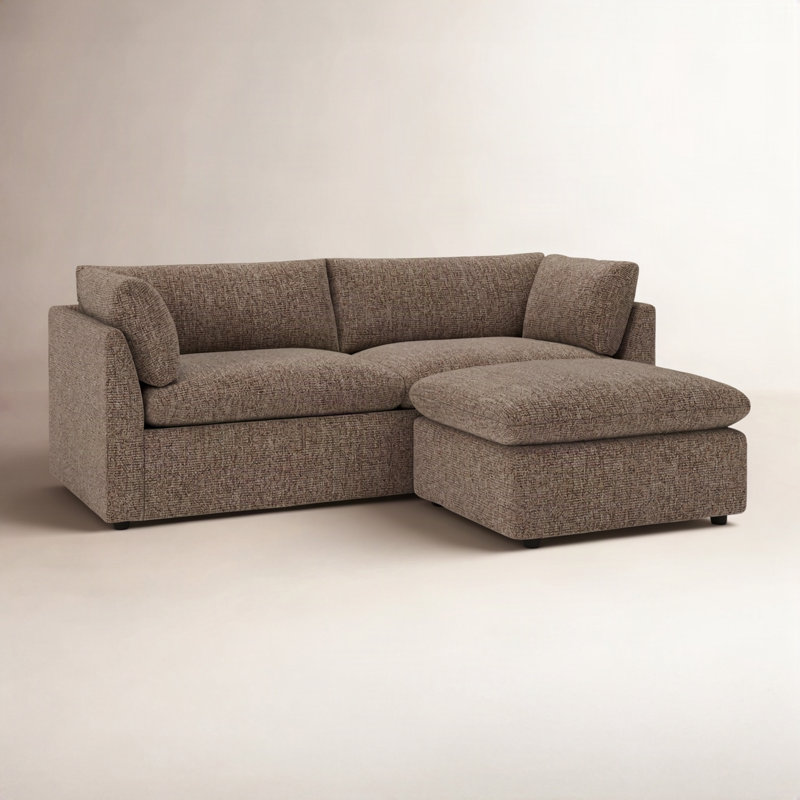 Canapé rembourré avec repose-pieds Kallie, Valet café Tweed
