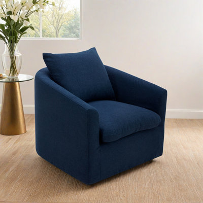 Fauteuil demi-tonneau rembourré et pivotant