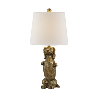 22.5"H Gold Resin Dachshund Table Lamp With Shade