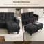 Canapé modulaire en U de 115 po avec 2 repose-pieds et tables d'appoint pliables Roomfitter, chenille, noir-78833970