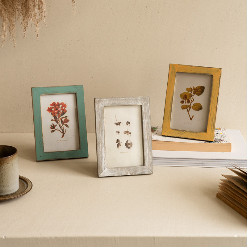 Ensemble de 3 cadres photo rustiques en bois vieilli pour cadres muraux ou de table