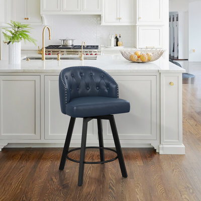 Elyan Swivel Upholstered Counter Stool with Metal Frame