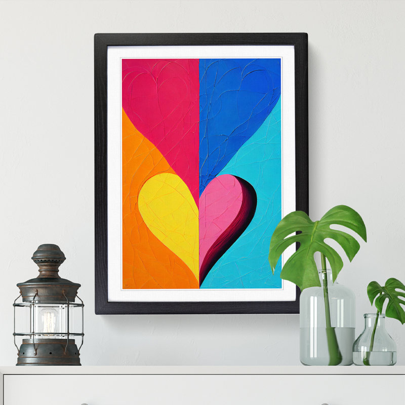 Arjunveer Love Heart Art Painting - Picture Frame Print, 64cm H x 46cm W, Walnut