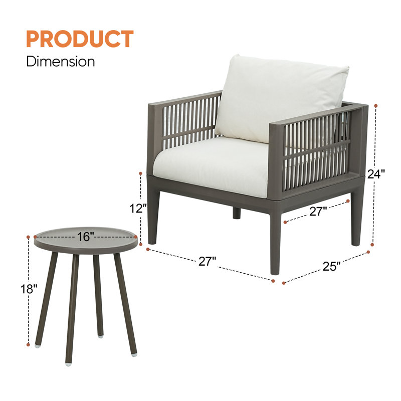 Ensemble de mobilier d'extérieur pour 2 personnes avec coussins lavables