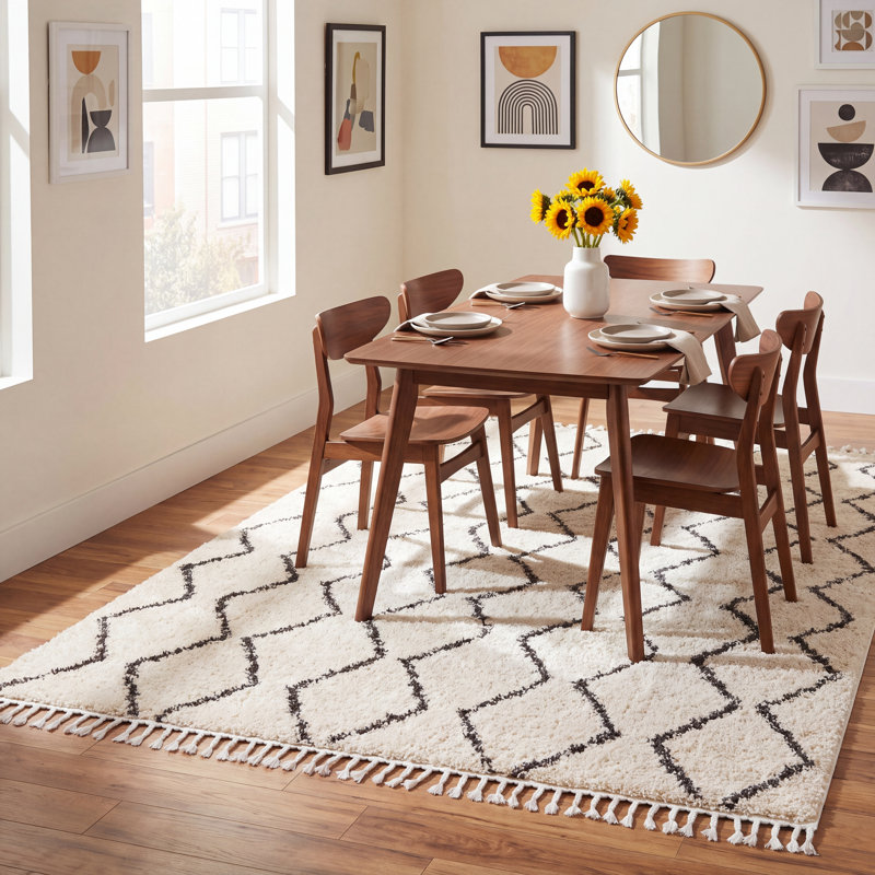 Mossy Moroccan Charcoal/Light Beige Area Rug, Rectangle 7'10" x 10'3"