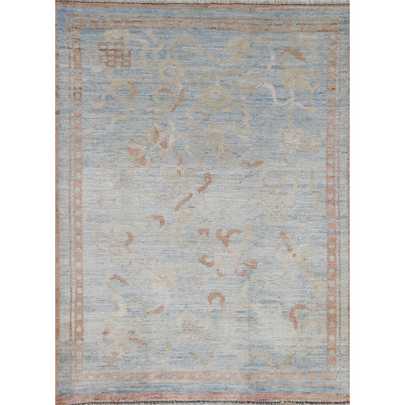 Tapis de style oriental végétal noué à la main 4 x 5 Art Deco