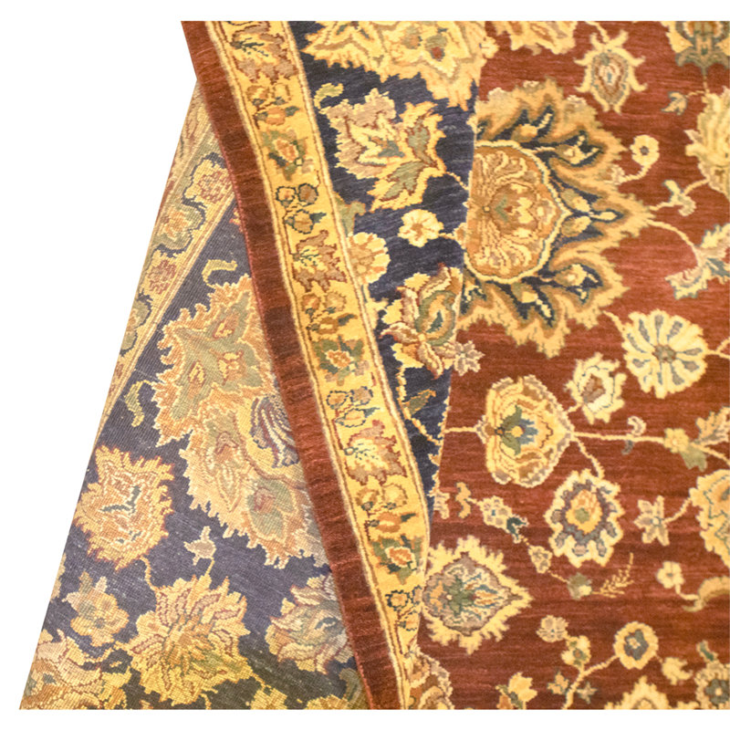 High-Quality Hand-Knotted Rose And Black Area Rug