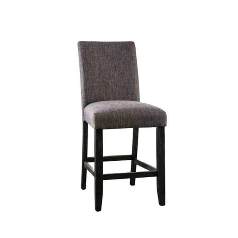 Set of 2 Rustic Grey Chairs - Padded Fabric Seat & Backrest, for Dining Room, Grey