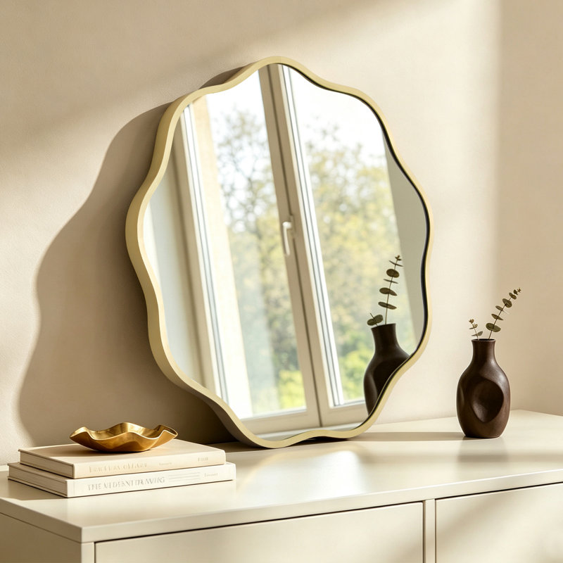 Miroir rond en aluminium, Or, 20 po x 20 po