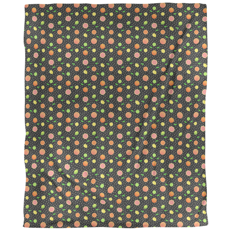 Tissu agrume, Coton peigné pima, L 54 po x l 36 po, Noir