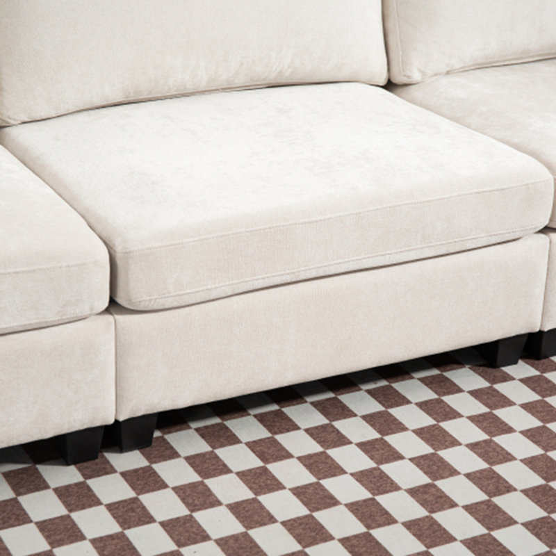 3-Seater Chenille Deep Sofa, Beige