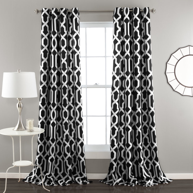 Lush Decor Edward Trellis Room Darkening Curtain Panels Pair Drapes (Set of 2), White, 52" W x 84" L