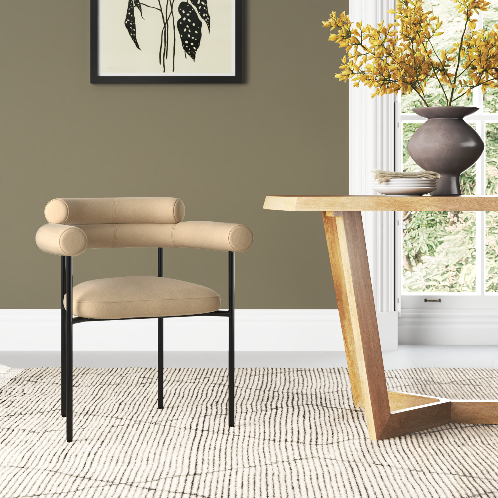 Bellport Dining Chair, Light Brown Velvet