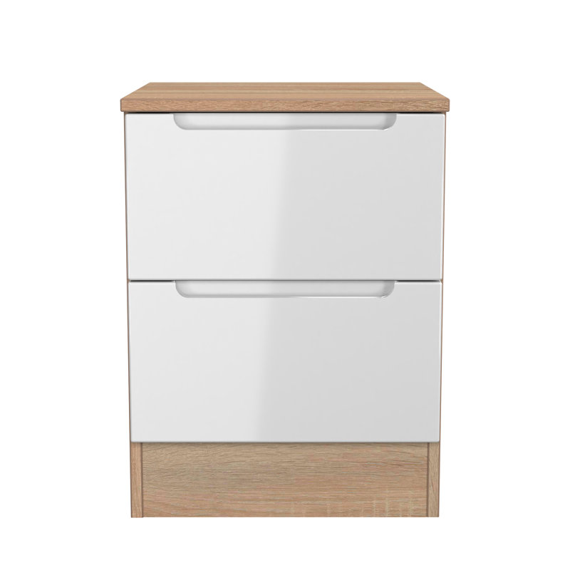 Bisma 37cm W Manufactured Wood Bedside Table, White/Oak