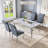 18.5”H Modern Dining Chairs, Arm Less Chair With Polished Stainless Steel Legs-1748139419-1748139418