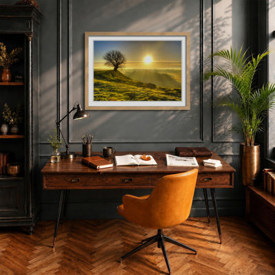 Landscape Lone Tree Sunrise Framed Print
