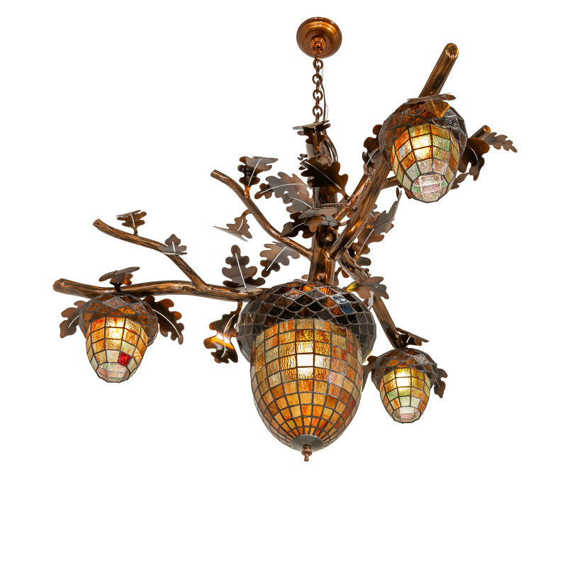 48" Wide Acorn Branch 4 Light Chandelier
